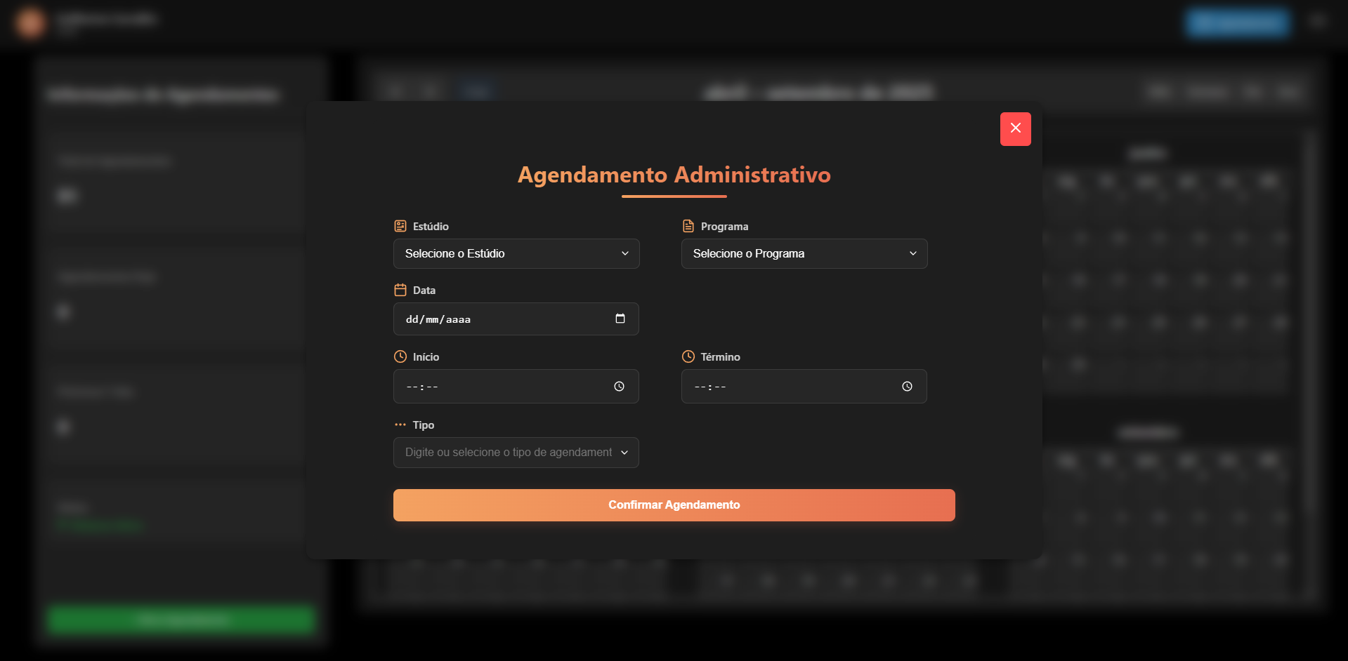 Modal de agendamentos