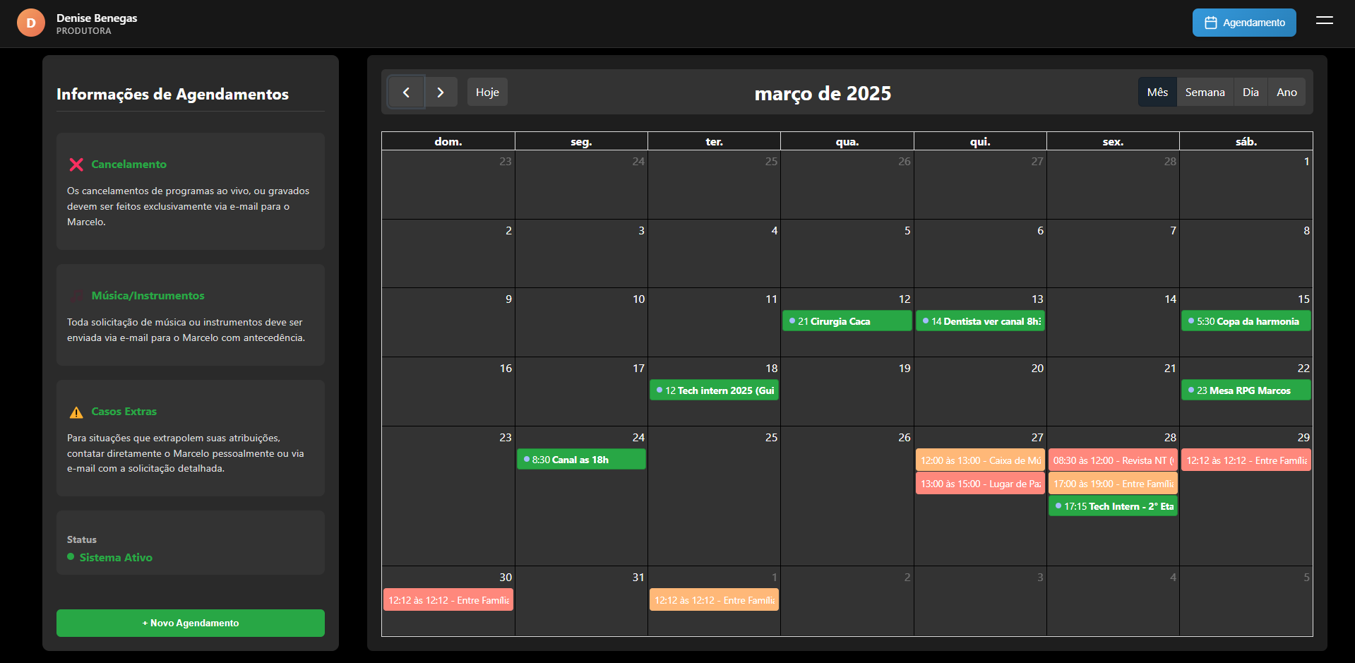 Calendario do Mês