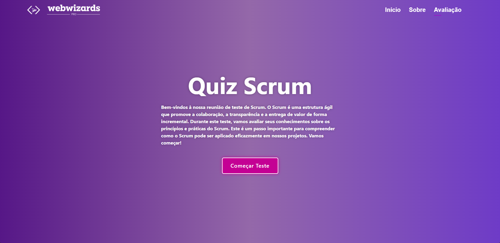 Tela do Quiz que implementei