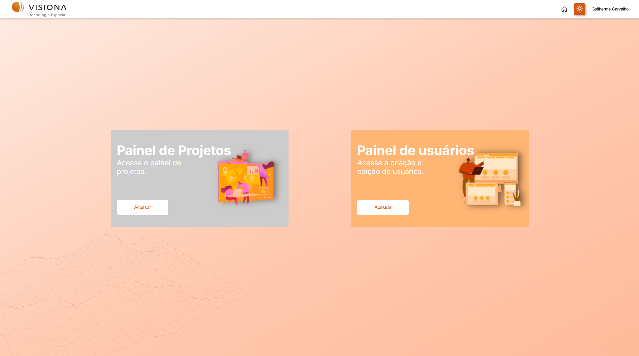 Home do sistema com integração API que desenvolvi